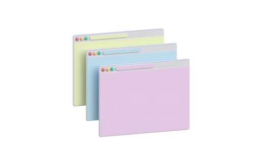 a set of three pastel colored file folders