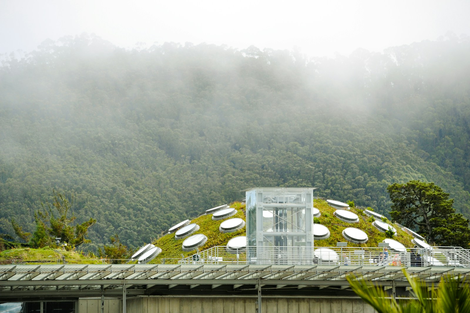 clear glass building near mountain